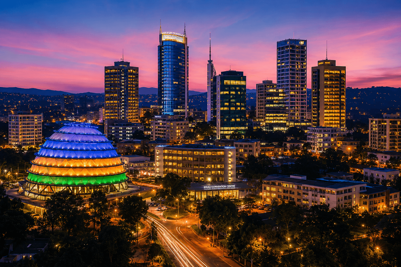 Kigali city skyline at night